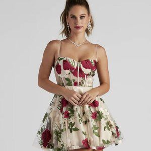 Windsor White Floral Bustier Party Prom Dress Junior Size 11/12